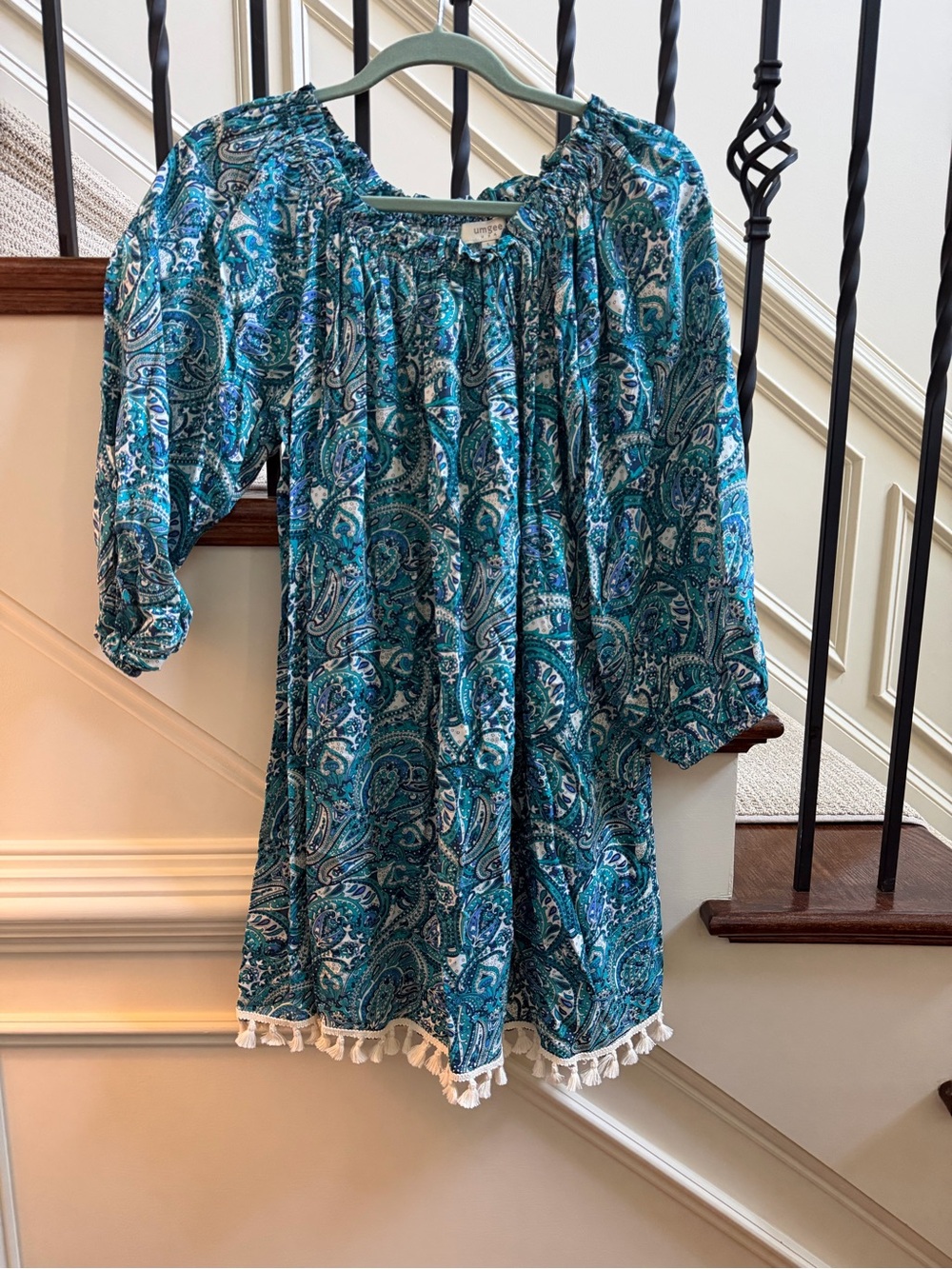 Umgee Teal Blue Paisley dress tunic top large